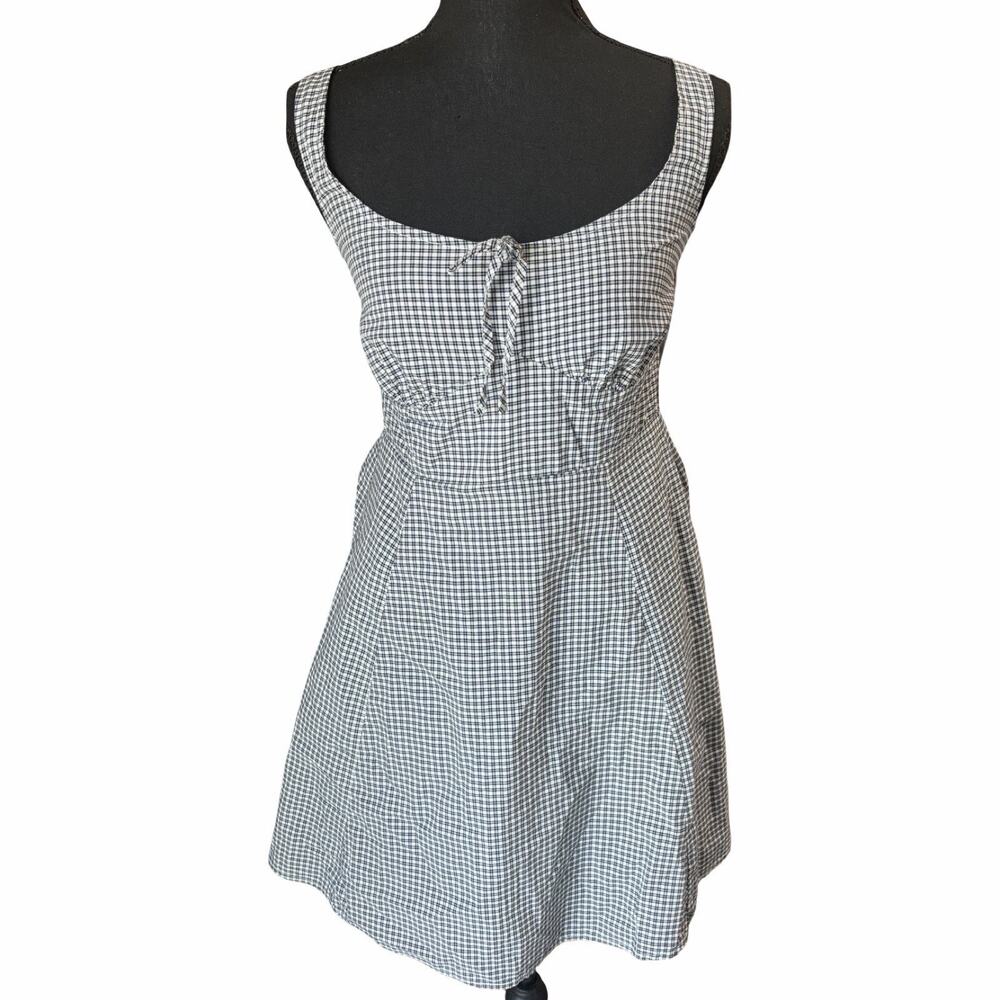 Old Navy Women’s Small Plaid Fit & Flare Mini Dress Navy White Pockets NWT